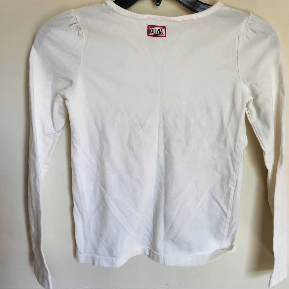 Gymboree X Olivia Collaboration White Long Sleeve Tee with Olivia Size 10